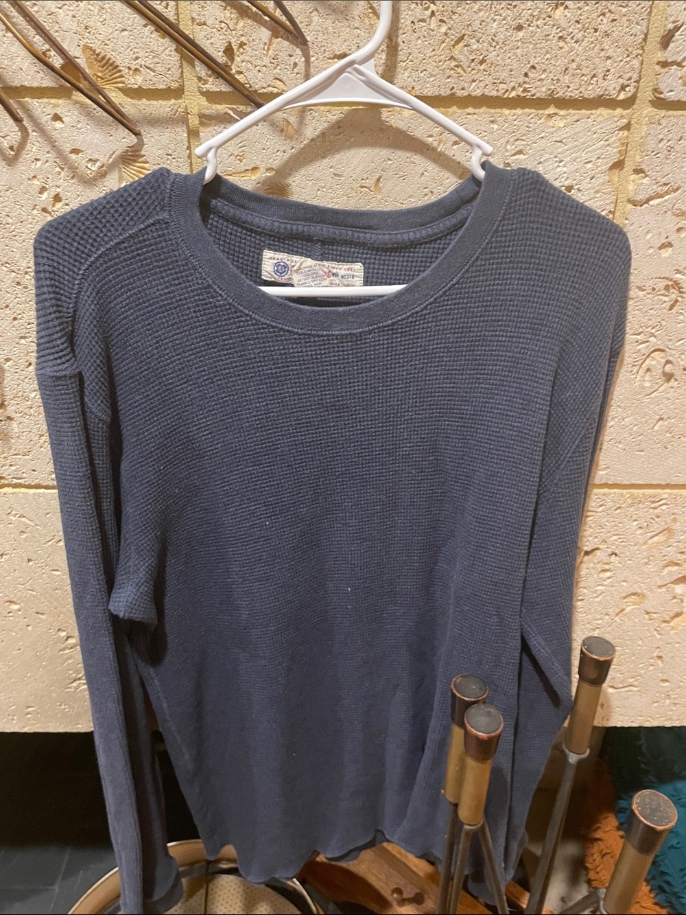Lucky Brand Navy Waffle-Knit Crew Sweater
